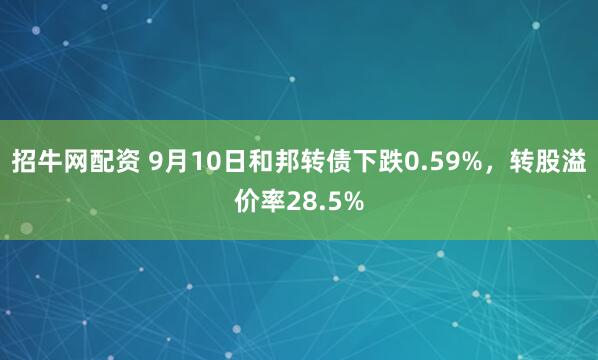招牛网配资 9月10日和邦转债下跌0.59%，转股溢价率28.5%